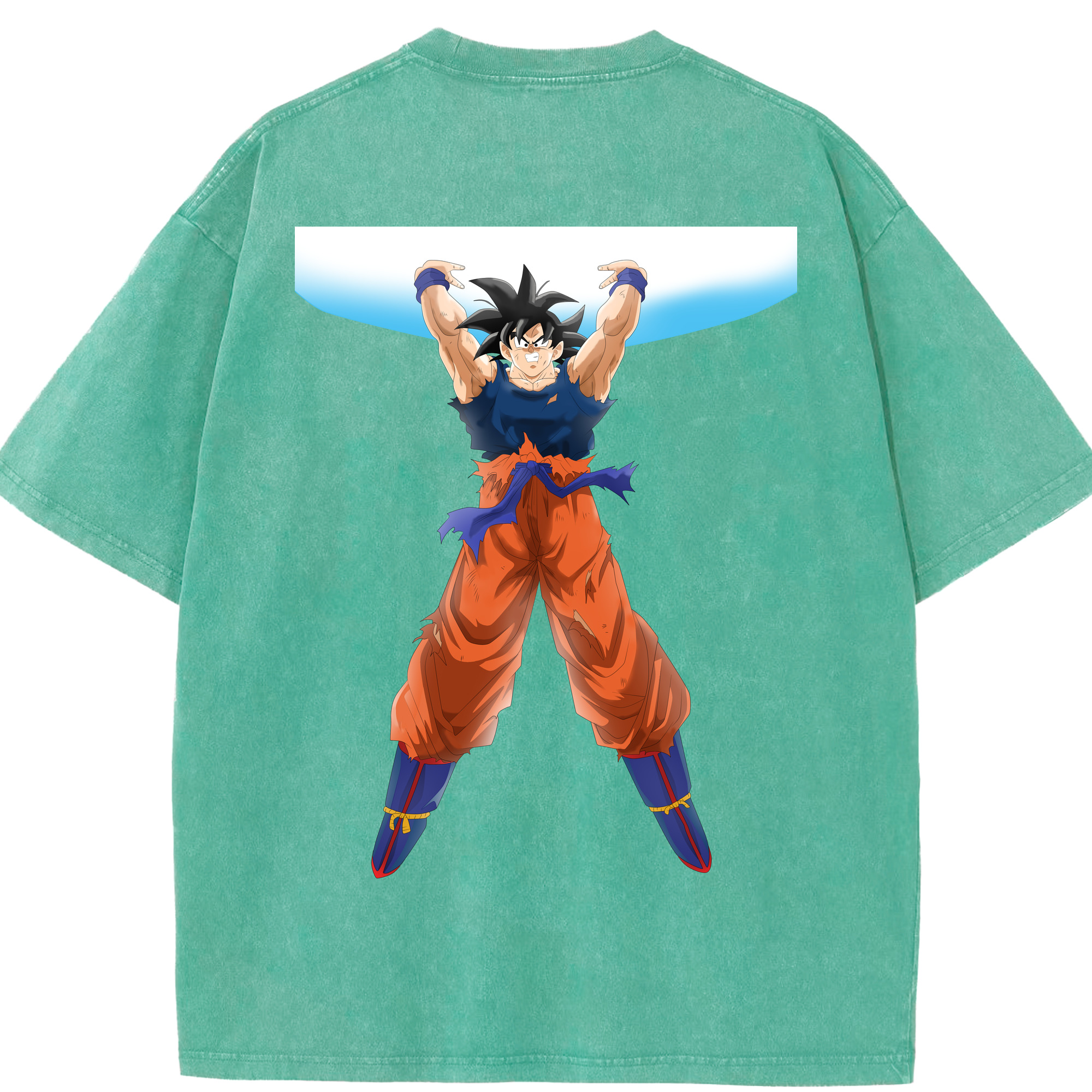 （画像用） ドラゴンボール 孫悟空（そん ごくう）Son Goku カカロット DRAGON BALL Kakarotto 綿100% ヴィンテージ風 半袖Tシャツ（背面プリント）